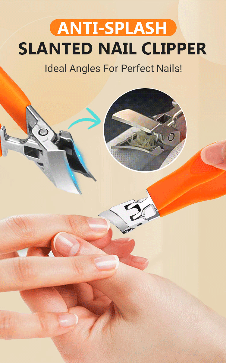 Slanted Nail Clippers – Splash Free Nail Trimmer for Men – Wide Jaw Opening with Slanted Splash Free Long Handle for Seniors – Curved Nail Clippers – Nail Clippers