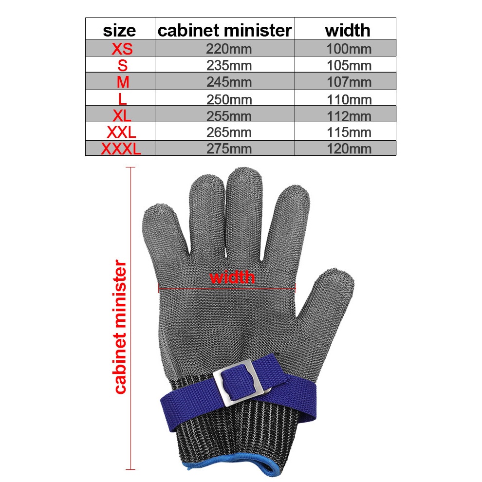Level 9 Cut Resistant Glove-Stainless Steel Wire Metal Mesh Butcher Safety Work Glove for Meat Cutting, Fishing,Cooking