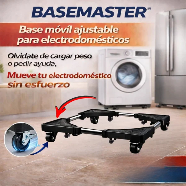 Adjustable mobile base for household appliances