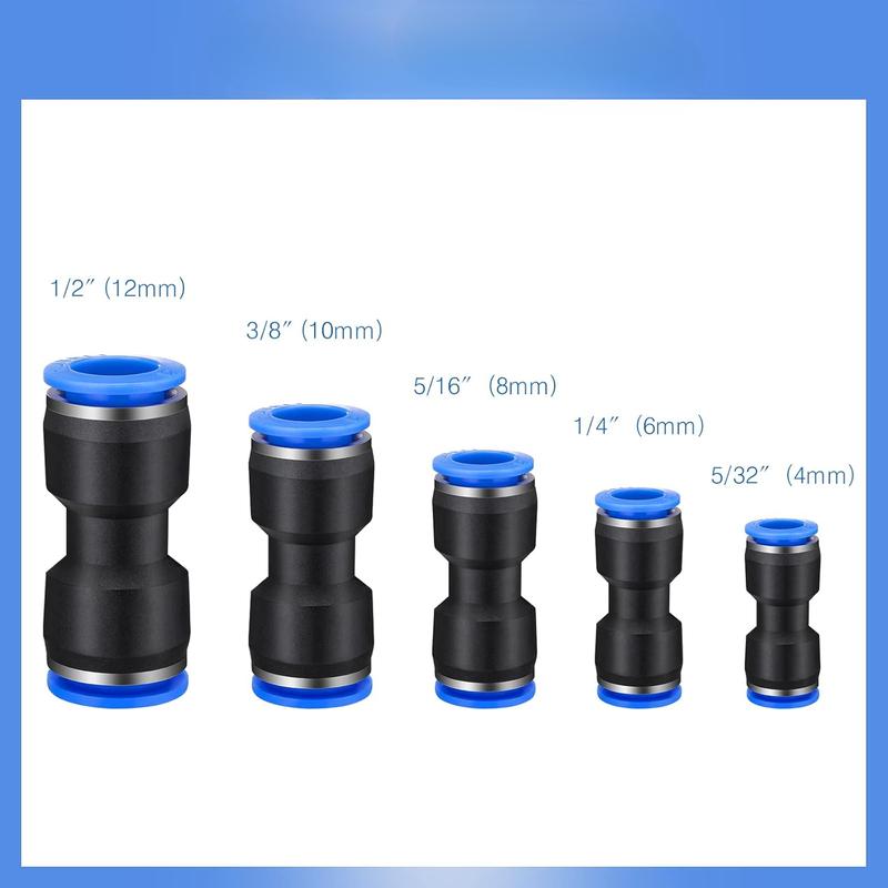 100Pcs Straight Push Connectors - Quick Connect Air Hose Fittings 4 6 8 10 12 mm Tube,Quick Release Pneumatic Connectors,Air Line Fittings,Tool