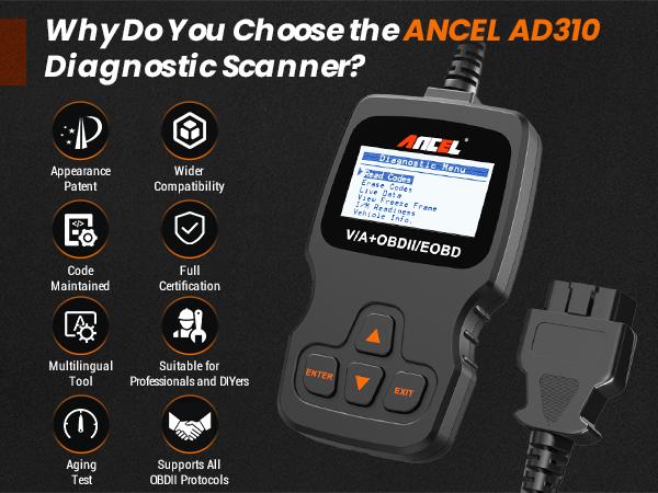 Product Introduction of ANCEL AD310 OBD2 Scanner Car Engine Fault Code Reader,Car Engine Diagnostic Tool car engine code reader (No charging cable needed) 11