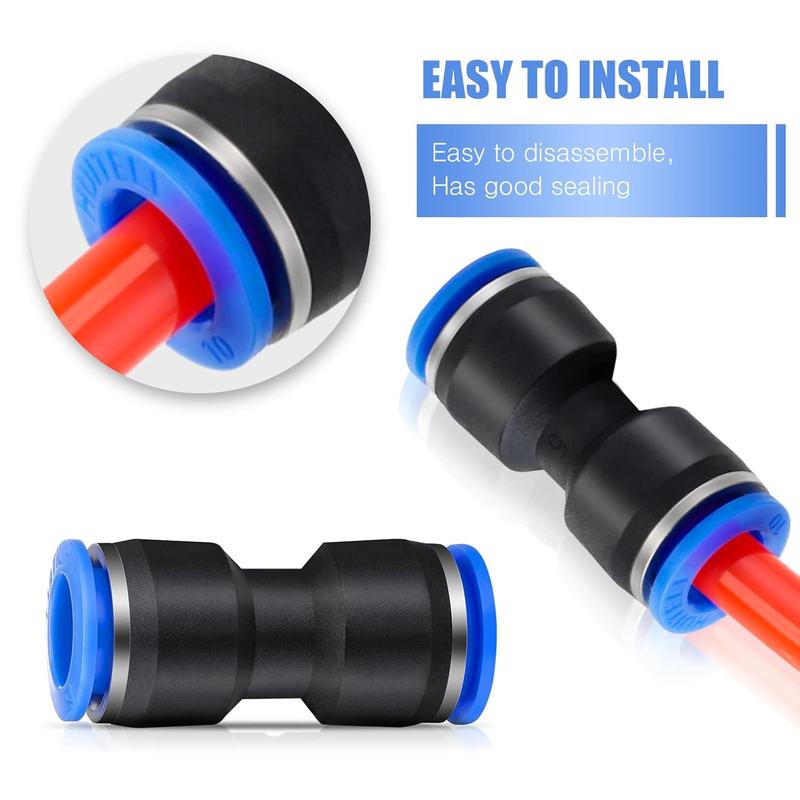 100Pcs Straight Push Connectors - Quick Connect Air Hose Fittings 4 6 8 10 12 mm Tube,Quick Release Pneumatic Connectors,Air Line Fittings,Tool