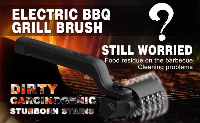 Product Introduction of Upgraded Electric Grill Brush, Cordless Rechargeable Grill Cleaning Brush with Adjustable Angle, Stainless Steel Brush Head, 3-Speed Power, 120-Min Runtime, Waterproof Cleaner for BBQ Grates (Black) 0