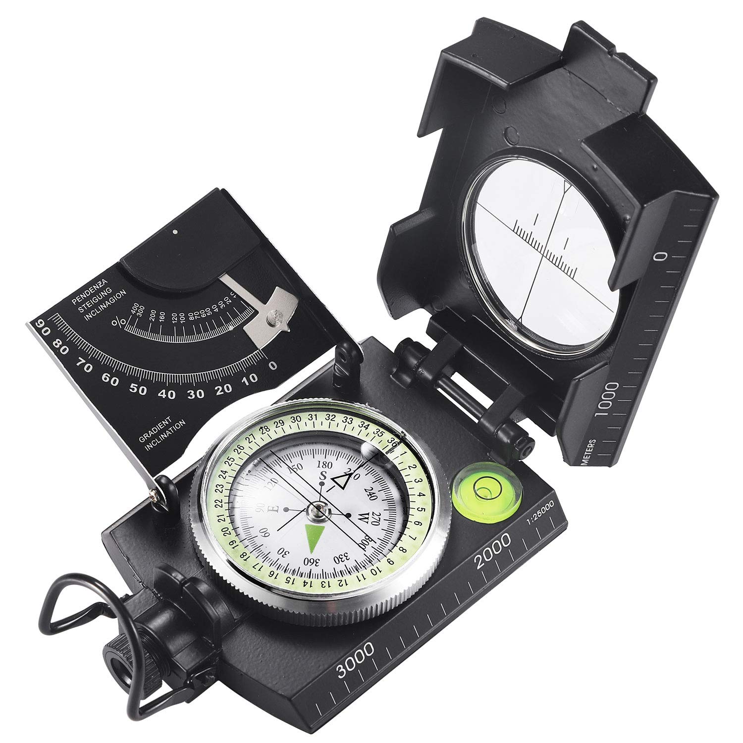 Multifunctional Military Aiming Navigation Compass with Inclinometer | Shock Resistant Waterproof Compass for Hiking, Camping