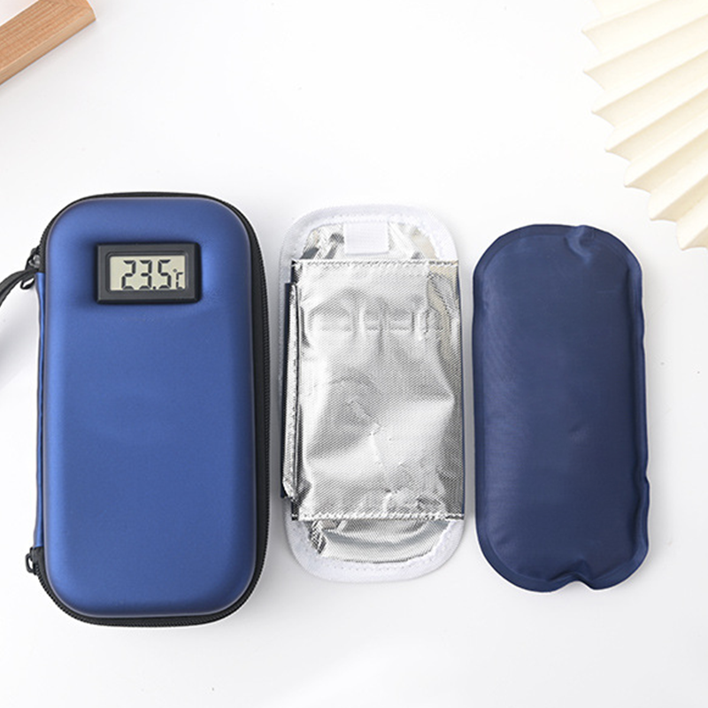 Insulin cooler bag with temperature display for travel