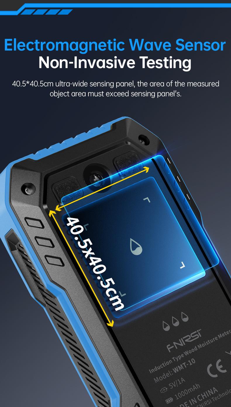 FNIRSI WMT-10 Rechargable Wood Moisture Meter Pinless 4-in-1 Detector with 2.4-inch Color Screen & 1000mAh Battery for Home & Building Use