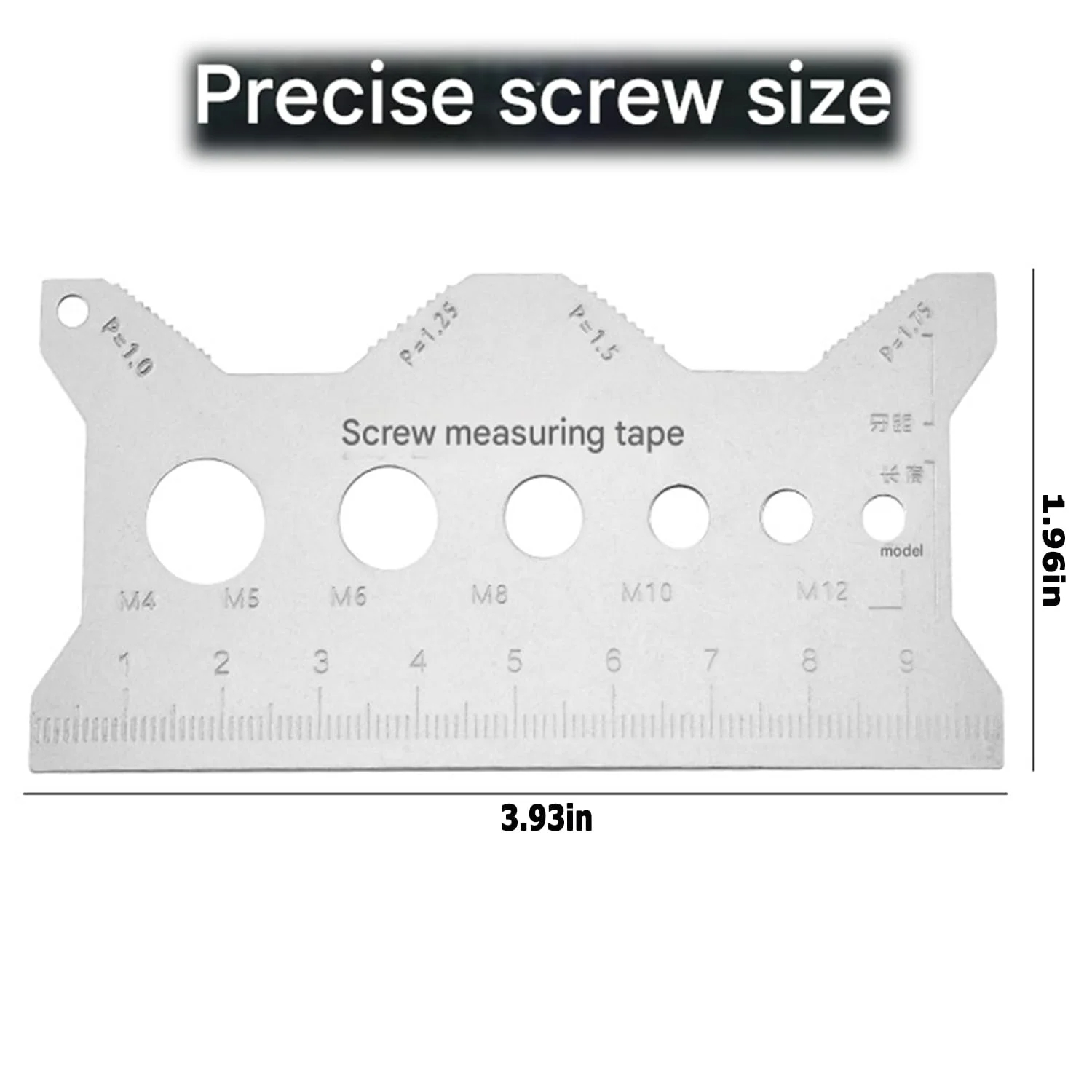 Stainless Steel Double-Sided Bolt Gauge Card