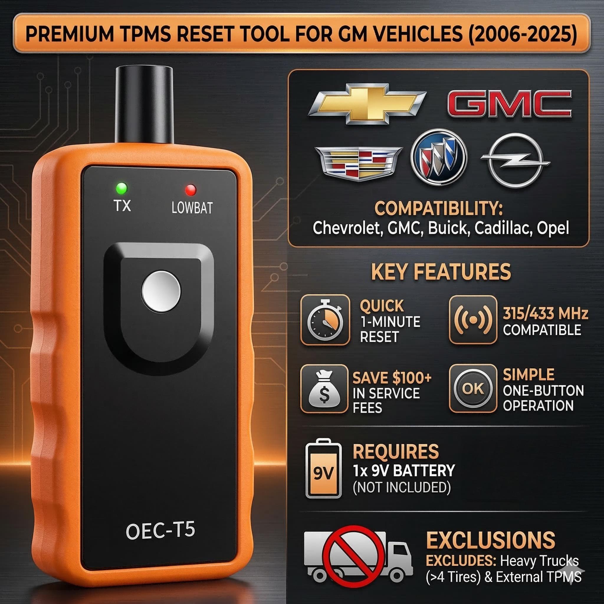 [GM only not universal 315/433MHz] EL-50448 TPMS Relearn Tool for GM Tire Sensor TPMS Reset Tool Tire Pressure Monitor system Activation Tool OEC-T5 for GM Buick/Chevy/Cadillac Series Vehicles 2023 Edition (Battery not included)