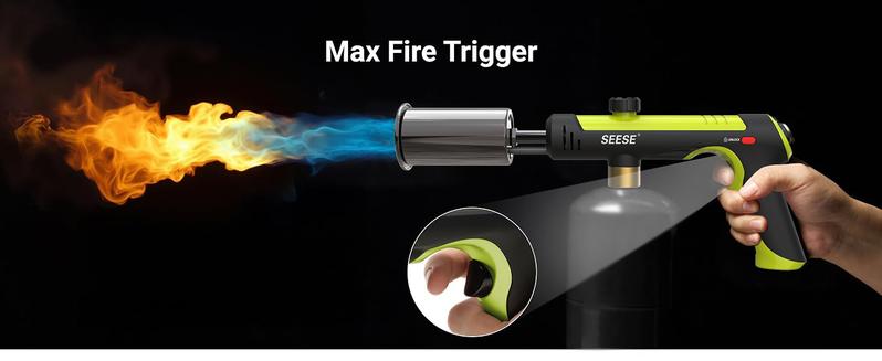 SEESE Powerful Propane Torch(Propane Tank Not Included),With One-Touch Max Fire Button and Safety Lock, Adjustable Blow Torch for Sous Vide Searing Steak, BBQ, Cooking,Grill, Campfire, Fireplace,Charcoal Wood