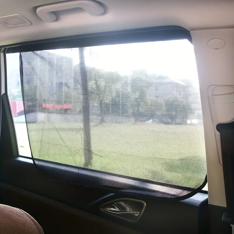 magnetic car sunshade curtains set polyester mesh fabric details 7