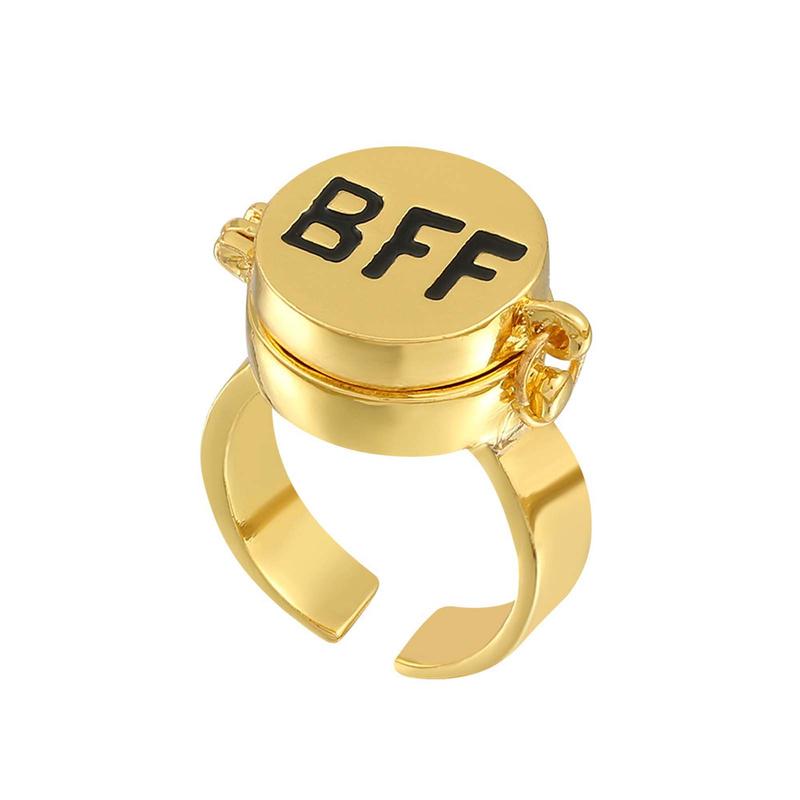 Openable rotating friendship ring BFF letter cute magnetic buckle ring for girlfriend and good friend jewelry gift