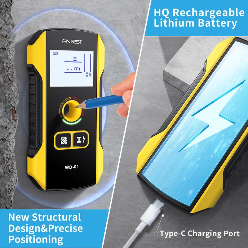 FNIRSI WD-01 Metal Detector Wall Scanner with Newly Designed Positioning Hole for AC Live Cable Wires Metal Wood Stud Find