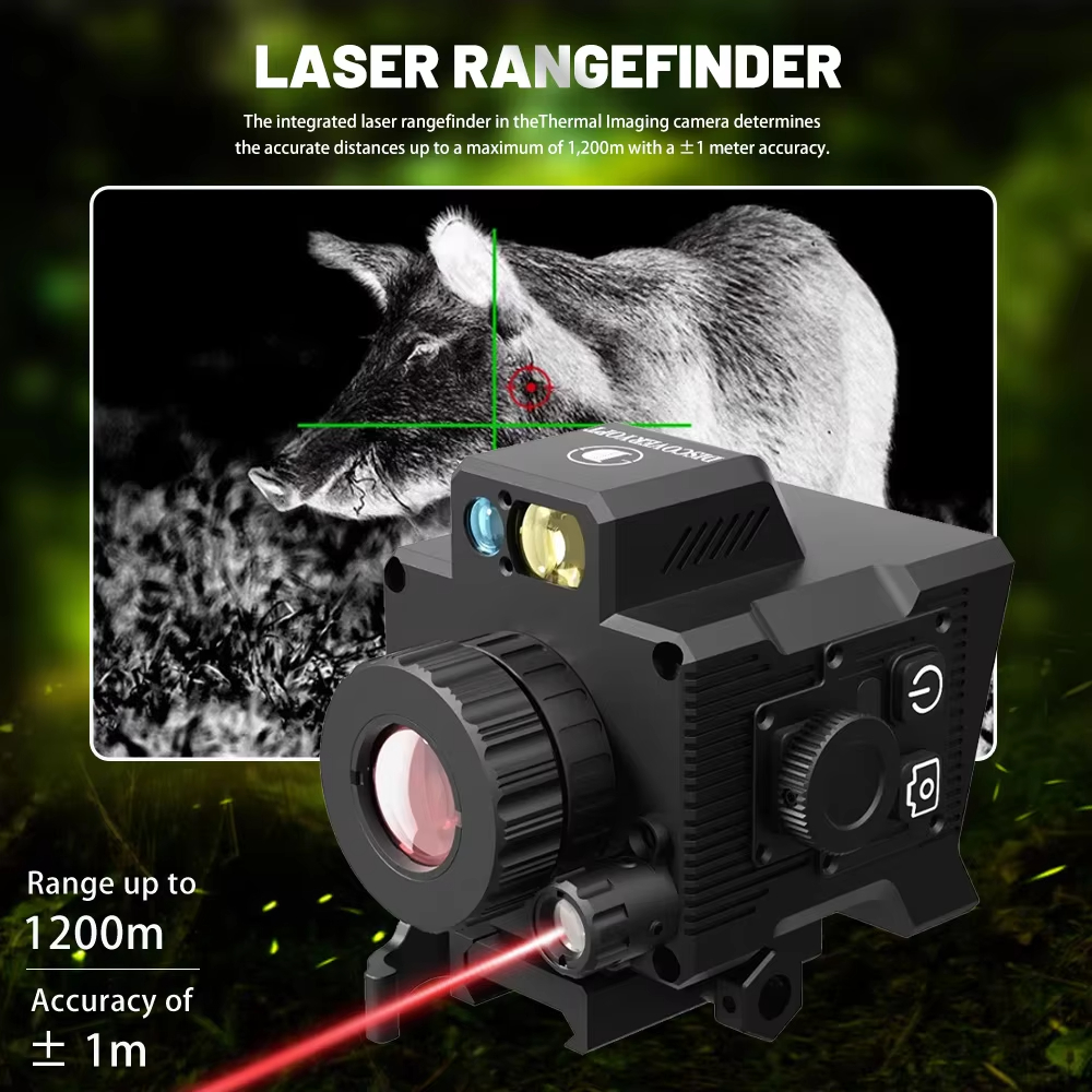 Crosshair Reticle Tiny Thermal Imaging Camera for Hunting Search Bird Detection with 1200m Distance Measurer Real Time Ranging