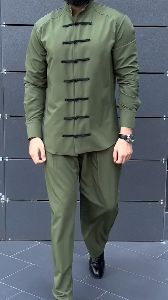 Men's ice silk Zhongshan shirt