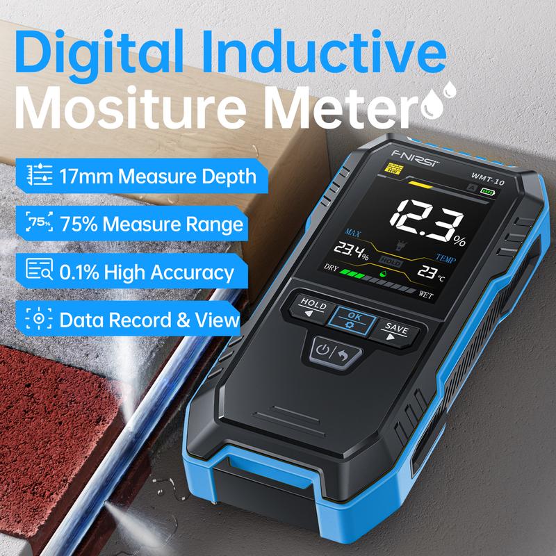 Rechargable Wood Moisture Meter Pinless 4-in-1 Detector 