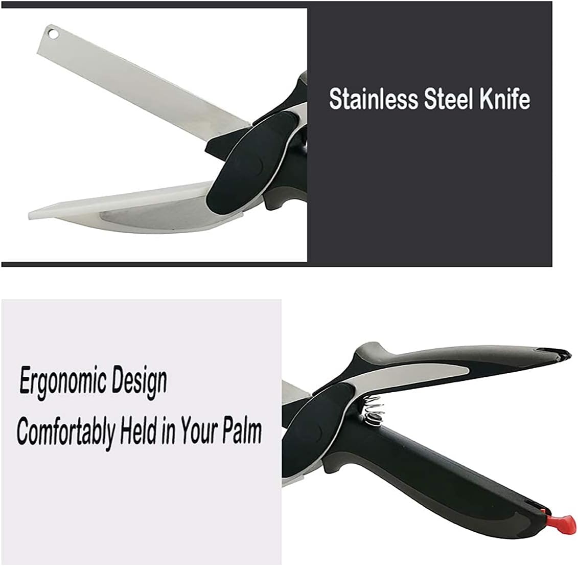 Food Cutter Smart Scissors, Fruit Chopper Scissors Vegetable Scissors with Built-in Cutting Board Easy Cutting Fit for You and Your Friends