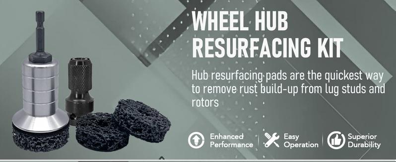 Wheel Hub Cleaning Kit,Brake Hub Cleaning Kit Includes 3 Pads,Holder and Adapter,Fits Power Drill or 1/2" Impact Driven Wrenches