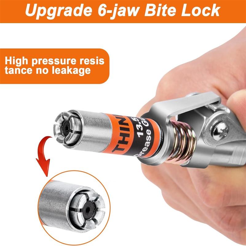 THINKWORK Grease Machine Coupler Set, Strong Lock on Greases Machine Couplers with 90° Grease Coupler Adaptor,12000 PSI Quick Release Grease Coupler Compatible with All Grease 1/8" NPT Grease Fitting