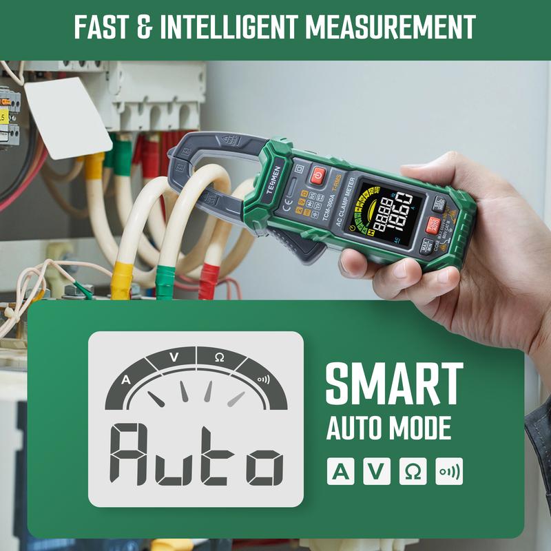 Smart clamp meter multimeter, intelligent measurement, automatic range, with AC/DC voltmeter