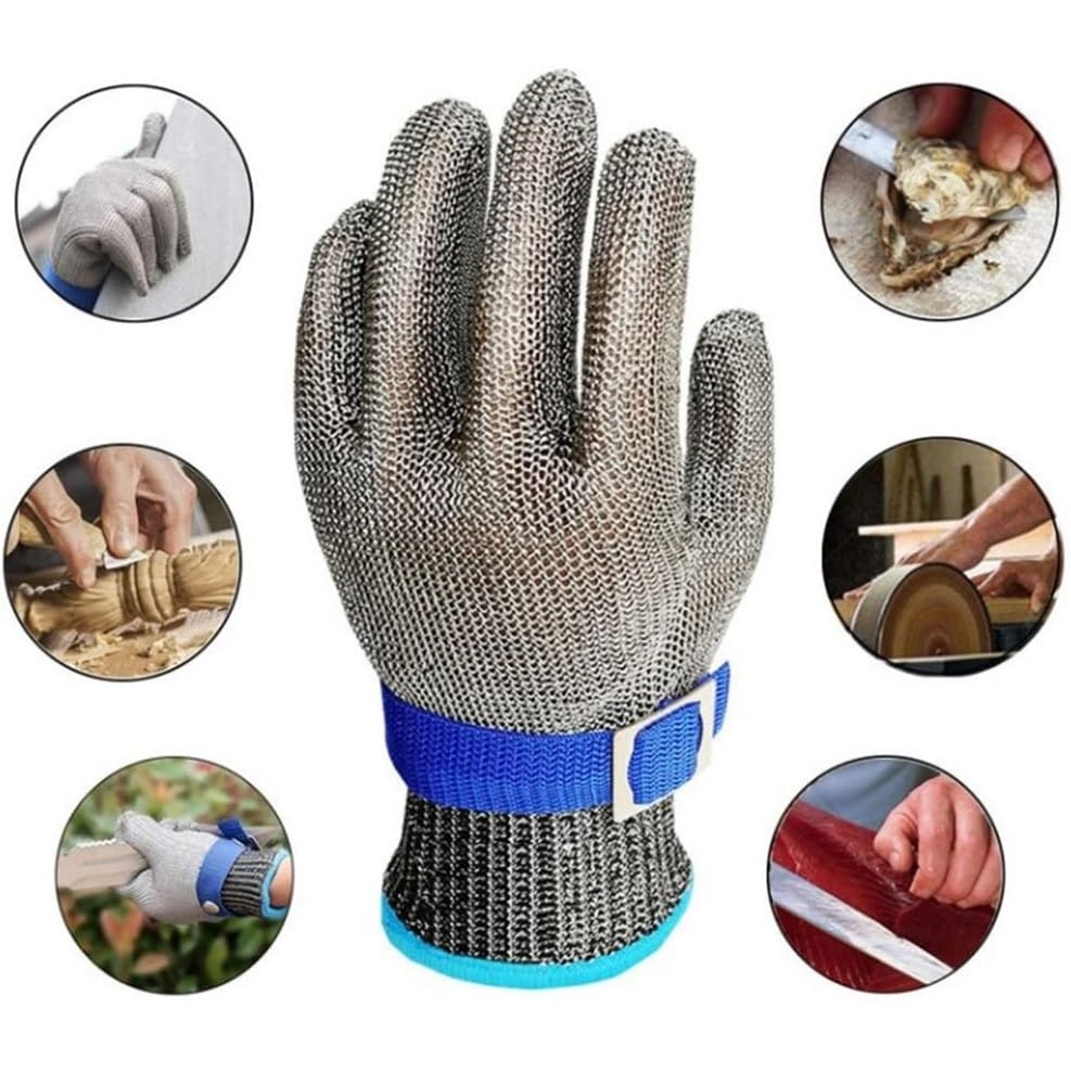 Level 9 Cut Resistant Glove-Stainless Steel Wire Metal Mesh Butcher Safety Work Glove for Meat Cutting, Fishing,Cooking