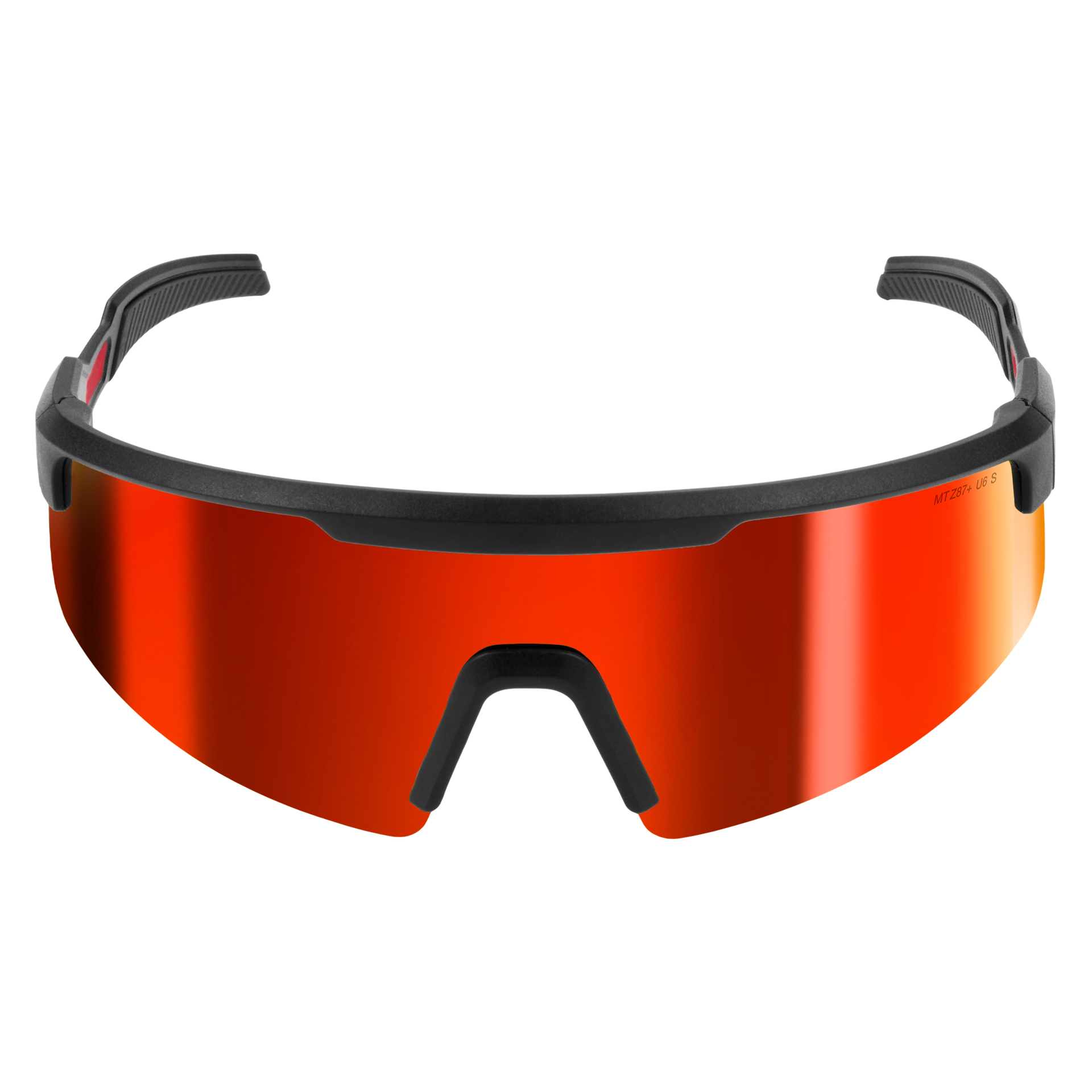 Wrap Around Safety Glasses - Red Mirrored Anti-Scratch Lenses