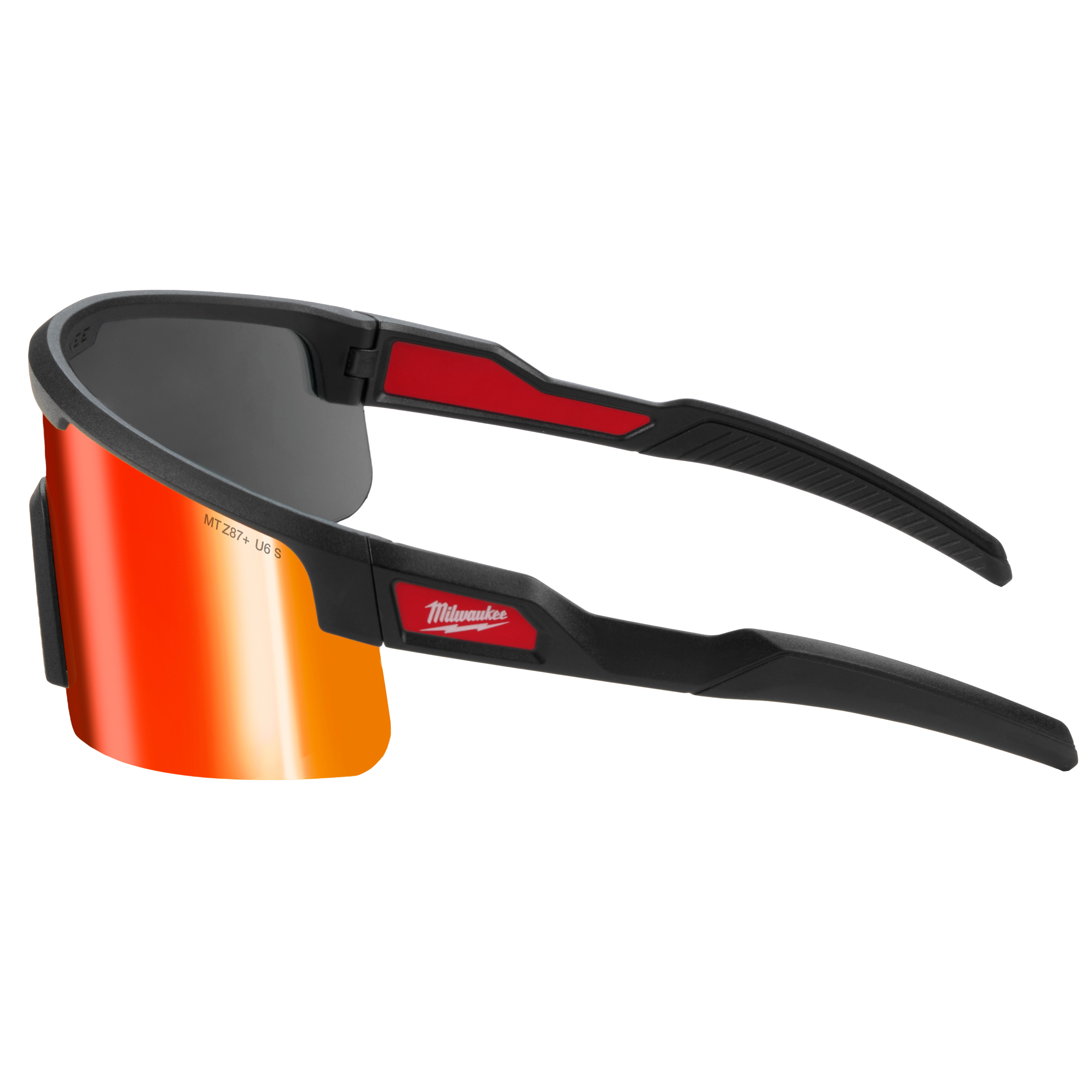Wrap Around Safety Glasses - Red Mirrored Anti-Scratch Lenses