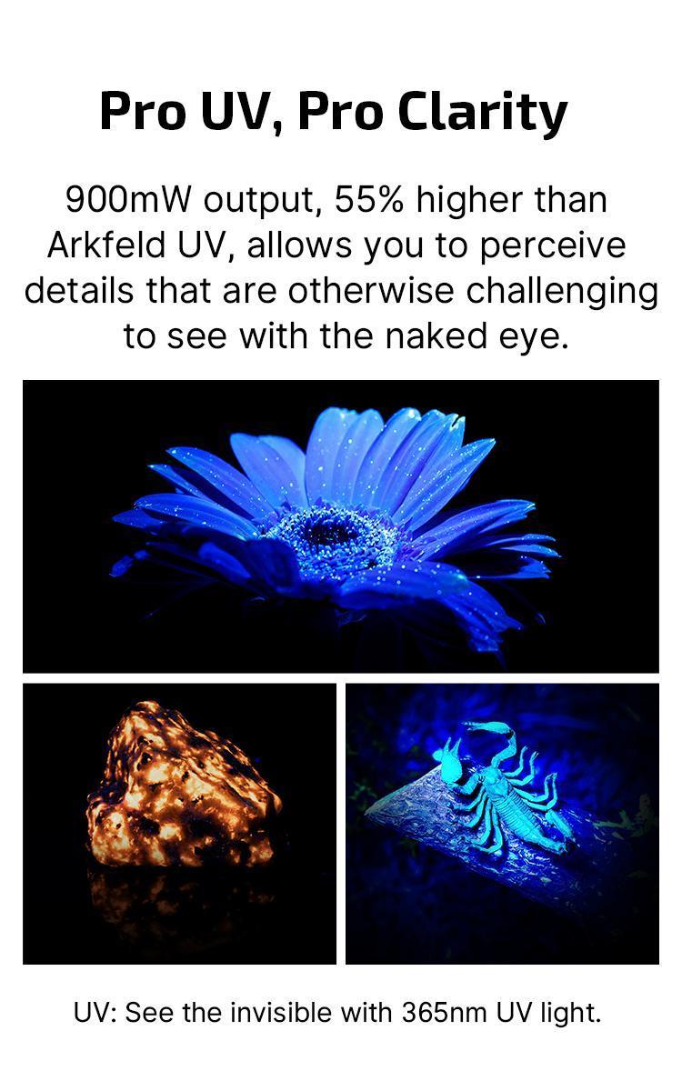 Product Introduction of OLIGHT Arkfeld Pro Rechargeable EDC Flashlight with Green Beam, UV Light and White LED Combo, 1300 Lumens Pocket Lights 11