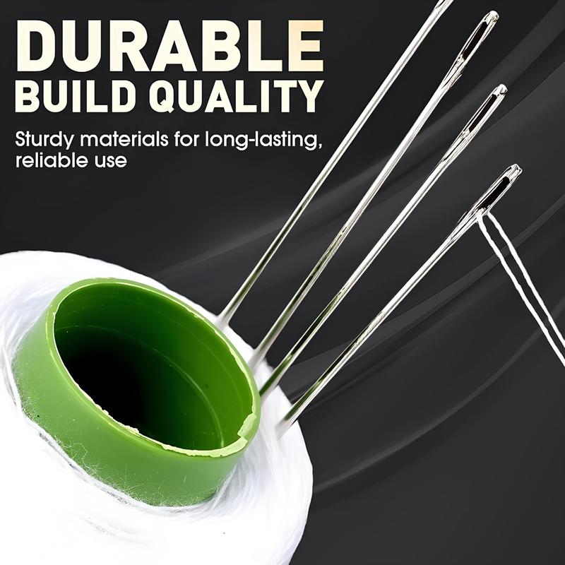 34 PCS Big Eye Steel Needles Set - Long & Thin Handmade Quilting & Sewing Needles Kit for DIY Embroidery Mending Sewing Projects