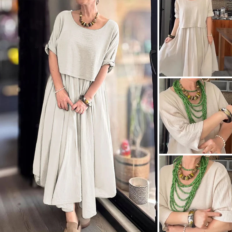 【S-3XL】👗Solid color long skirt set
