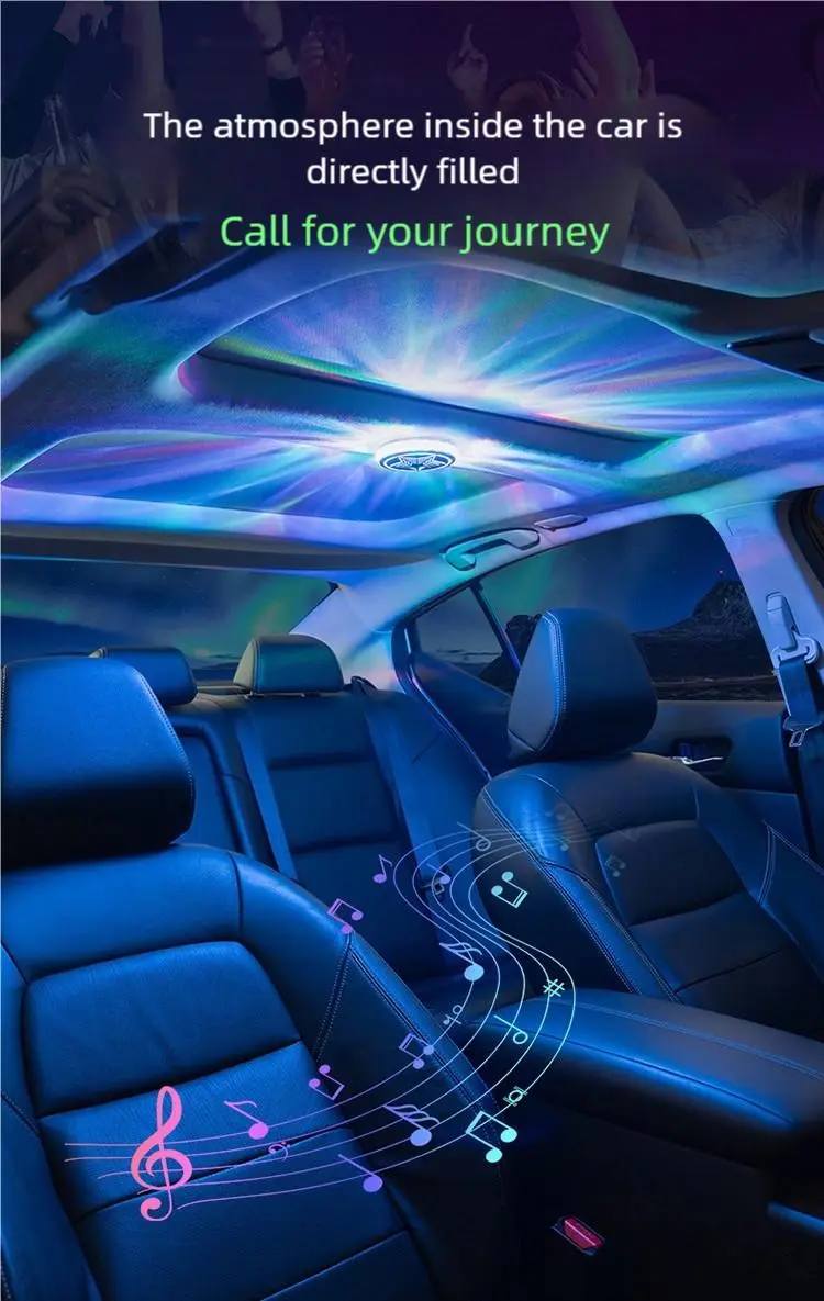 Product Introduction of LED Atmosphere Lights for Cars - 16 Color Interior Lighting Kit with Magnetic Base Easy Install for All Cars Family Night Light Car Ceiling Decorative Reading Lights Voice Activated 11