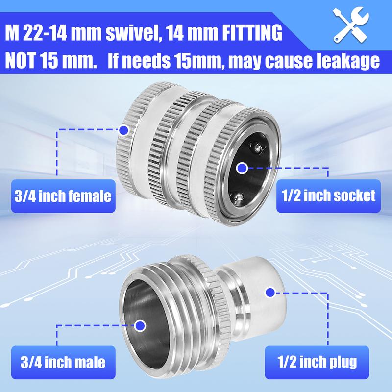 M MINGLE Ultimate Pressure Washer Adapter Set, Stainless Steel Quick Disconnect Kit, M22 Swivel to 3/8 Inch Quick Connect, 3/4 Inch to Quick Release, 8-Pack