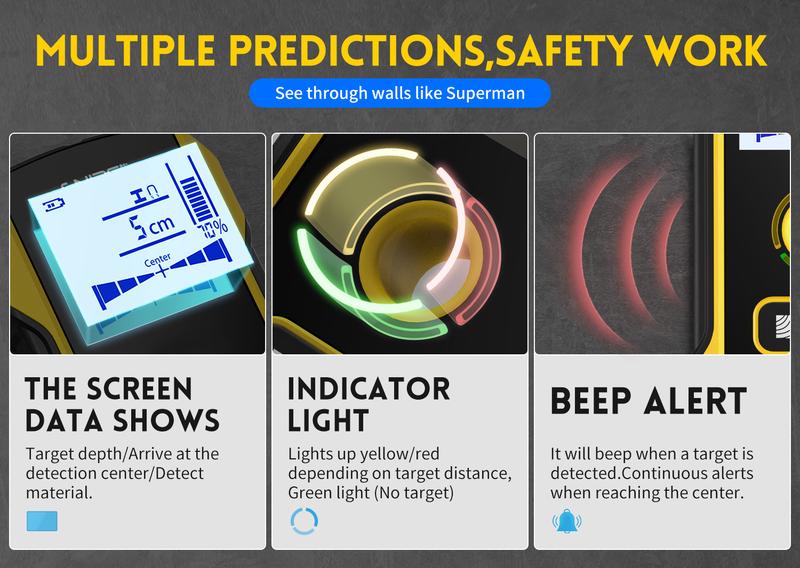 Product Introduction of FNIRSI WD-01 Metal Detector Wall Scanner with Newly Designed Positioning Hole for AC Live Cable Wires Metal Wood Stud Find 8