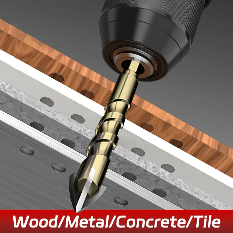 7pcs set multi purpose high hardness tungsten steel alloy four edged cross hexagonal tile punching drill bits ceramic impact drill bits glass concrete tile hole opener woodworking drill bit reaming tool special tool set tool 3 4 5 6 8 10 12 mm details 1