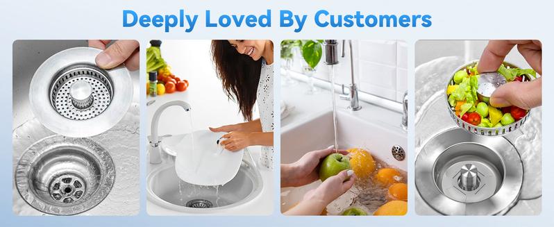 Product Introduction of JOMST 3-in-1 Kitchen Sink Drain Strainer, Stainless Steel Sink Plug, Deodorizing Anti-Clog Basket Strainer for US Standard 3-1/2 Inch Drains 4