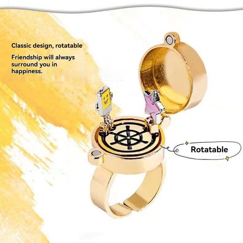 Openable rotating friendship ring BFF letter cute magnetic buckle ring for girlfriend and good friend jewelry gift