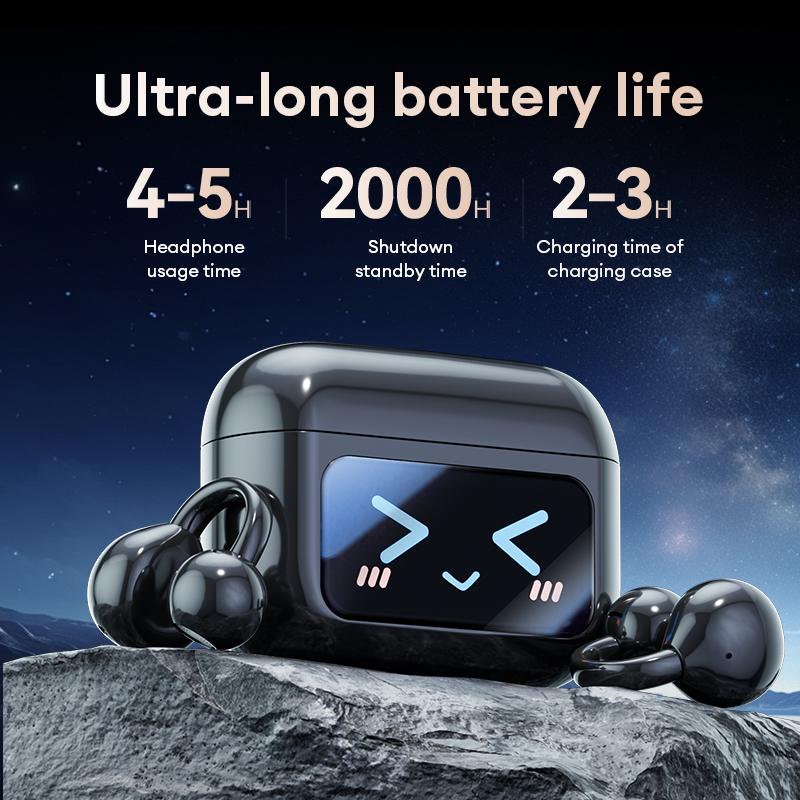 HYUNDAI M100 Clip On Ear Headphones With Audio-Visual Future Touch Screen, Audio Wireless Headphones for Music & Phone Calls,Sport Waterproof & Sweatproof