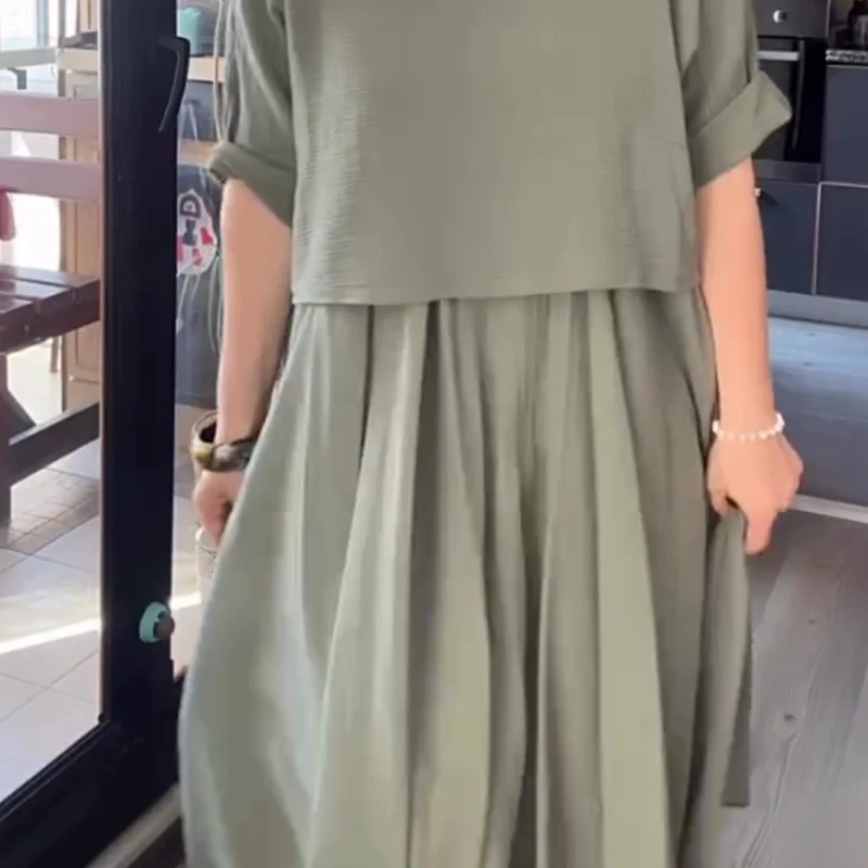 【S-3XL】👗Solid color long skirt set