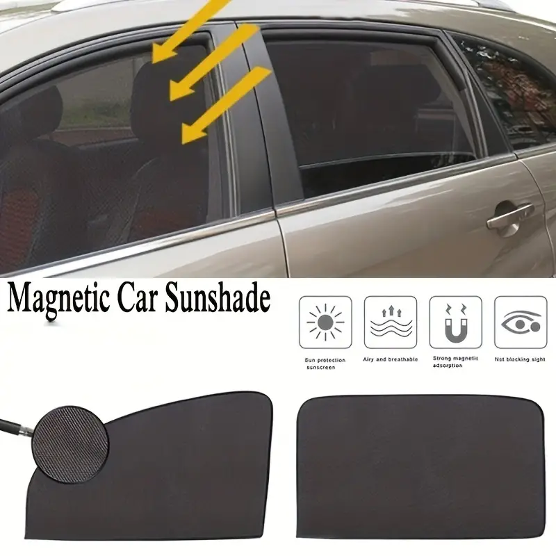 magnetic car sunshade curtains set polyester mesh fabric details 3