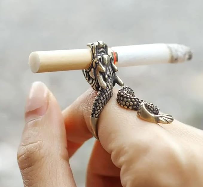  Cigarette Holder Ring, Chinese Dragon-Designed Holder Ring, Portable Holder Ring for Carrying Cigarette