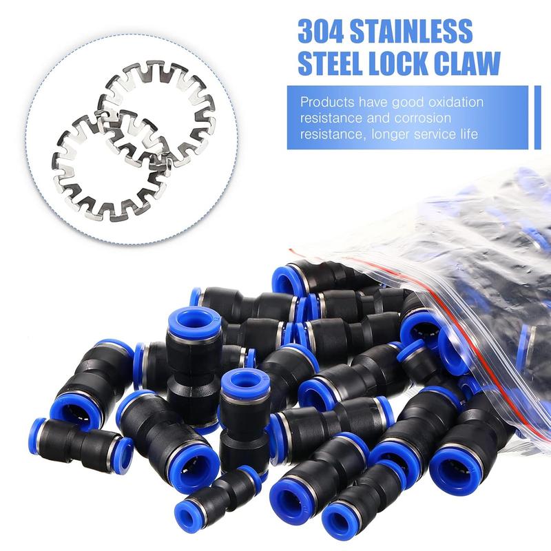 100Pcs Straight Push Connectors - Quick Connect Air Hose Fittings 4 6 8 10 12 mm Tube,Quick Release Pneumatic Connectors,Air Line Fittings,Tool