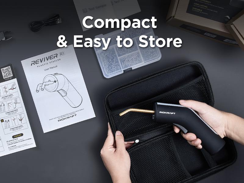 Product Introduction of InoKraft Cordless Plastic Welder, Ergonomic Design with 500 Staples, Portable Storage Bag, Bumper Repair, DIY Projects and other Plastic Repairs 3