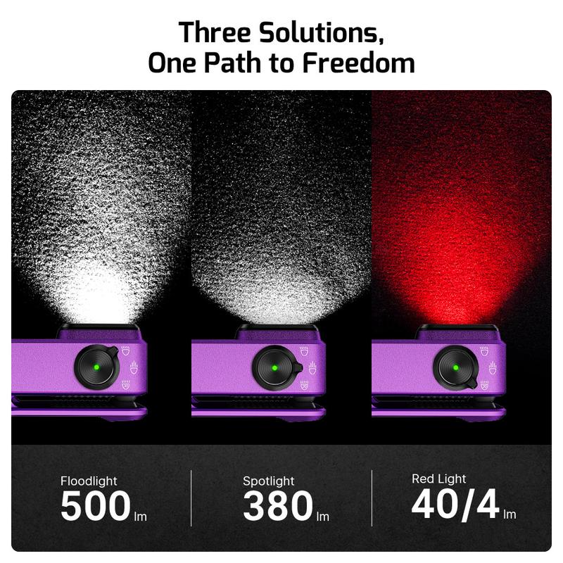  Clip on Flashlight with Floodlight Spotlight and Red Light