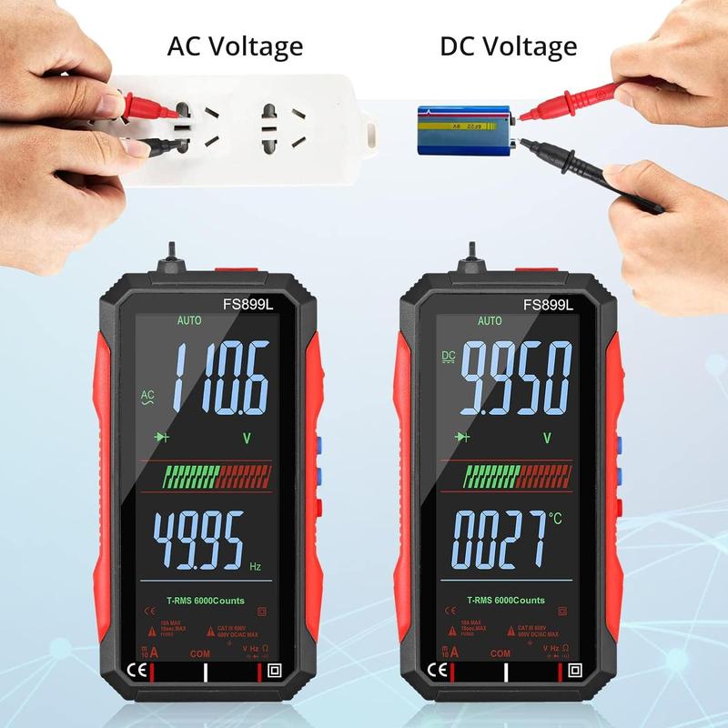 USB Rechargeable 6000 Counts Digital Smart Multimeter Auto-Ranging with Large Display Capacitance Ac/Dc Voltmeter Resistance NCV Temperature Continuity Diode Live Check Electric Tester Tool