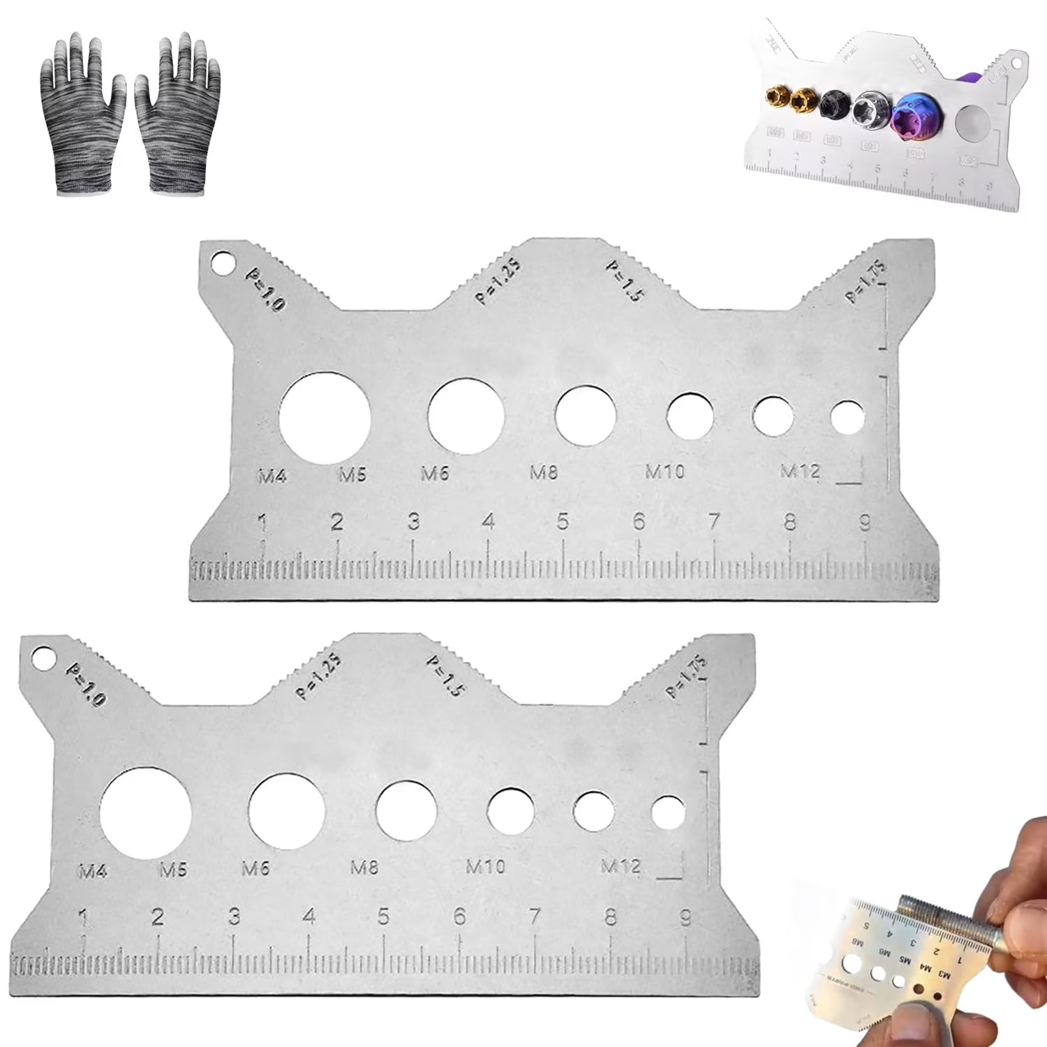 Stainless Steel Double-Sided Bolt Gauge Card