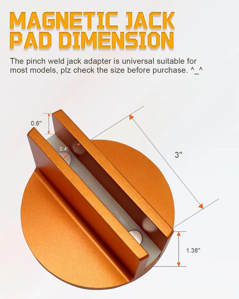 Large Universal Aluminum Slotted Grooved Magnetic Jack Pad, Frame Rail Protector Compatible with Most Jacks and Cars, Use for Car SUV Truck Pickup Maintenance,Repair and Tire Replacement