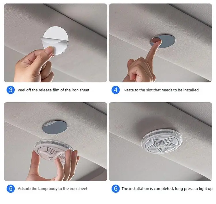 Product Introduction of LED Atmosphere Lights for Cars - 16 Color Interior Lighting Kit with Magnetic Base Easy Install for All Cars Family Night Light Car Ceiling Decorative Reading Lights Voice Activated 21