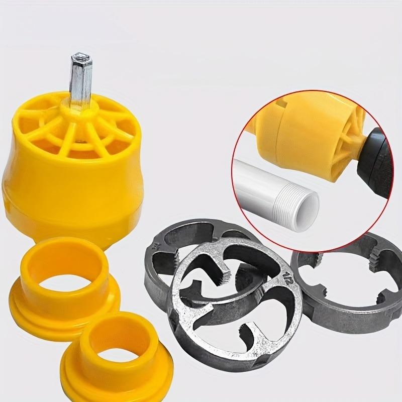 Product Introduction of Plastic Pipe Threading Tap Set - Electric Drill Type PVC Pipe Threading Mold with Reusable Tool Set for 1/2", 3/4", 1" Sizes, Includes Gloves 4