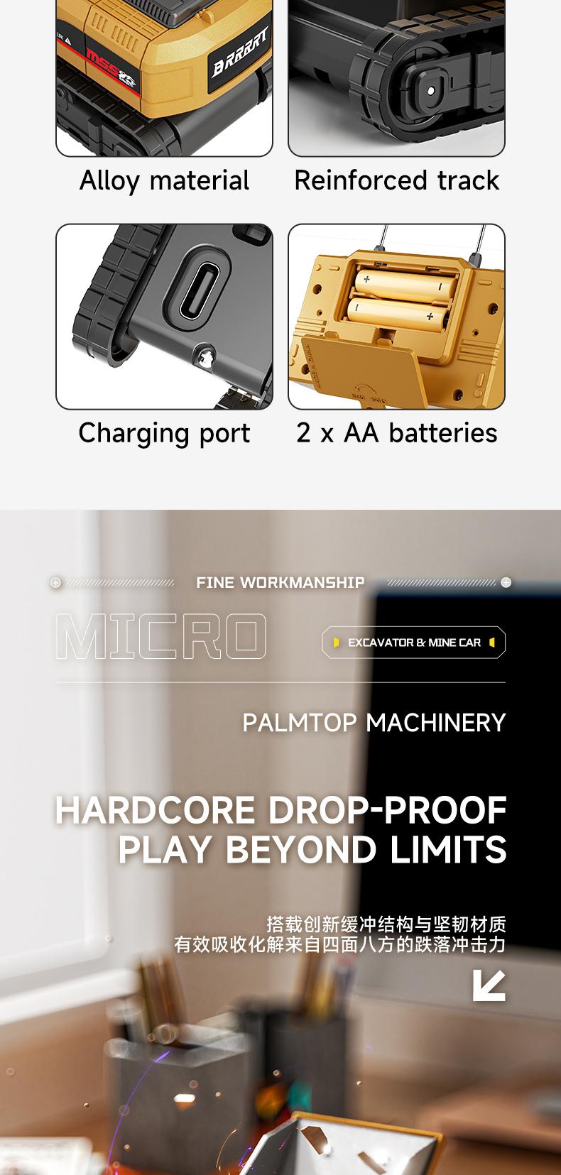 BRRRRT 1/64 Mini Forklift Toy,Remote Control Excavator and Dump Truck Full Proportion Toy Set with Lights and Sounds for Adults Kids Boys and Girls RC Construction Vehicles