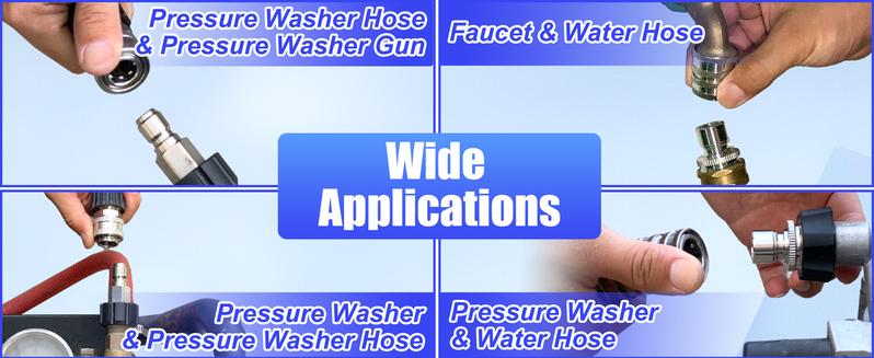 Product Introduction of M MINGLE Ultimate Pressure Washer Adapter Set, Stainless Steel Quick Disconnect Kit, M22 Swivel to 3/8 Inch Quick Connect, 3/4 Inch to Quick Release, 8-Pack 18