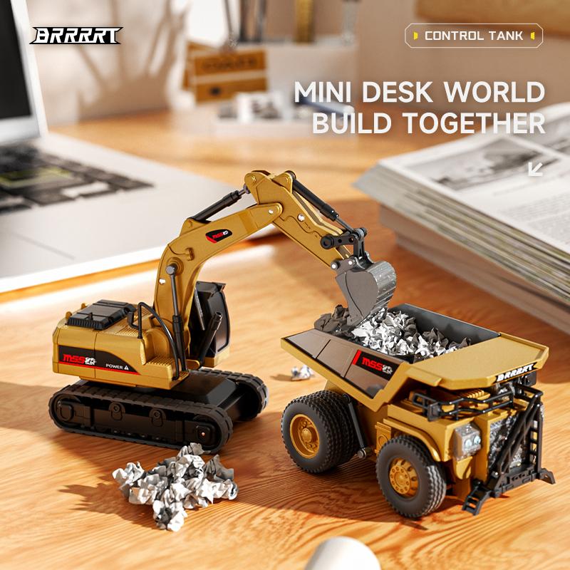 Mini Forklift Toy,Remote Control Excavator and Dump Truck Full Proportion Toy Set